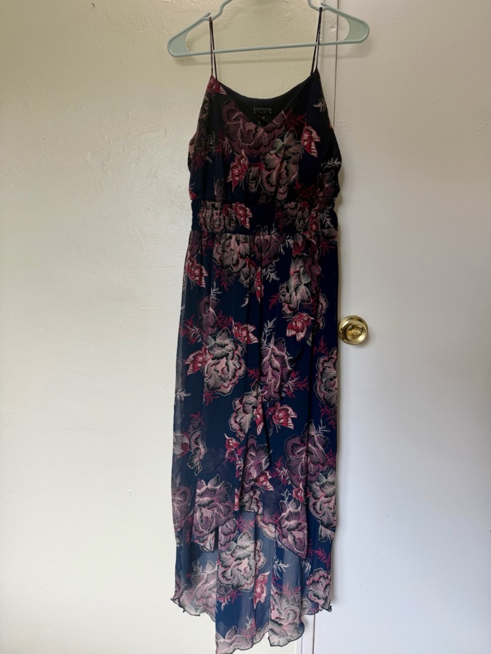 Enfocus Studio Navy Dress with Pink Floral Print